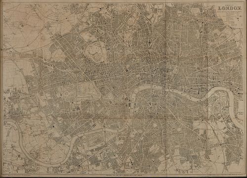 19th Century GW Bacon New Map of London Large