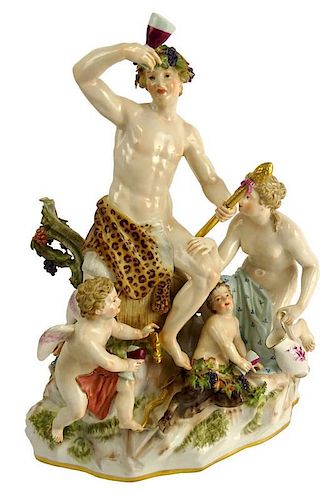 19th Century Meissen Porcelain Group "Bacchus"