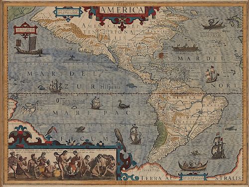 Hondius Map North and South America 1606