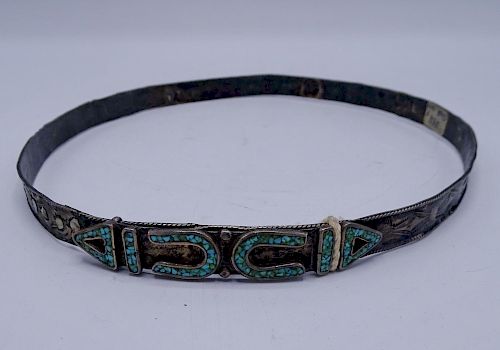 STERLING SILVER & TURQUOISE HAT BAND