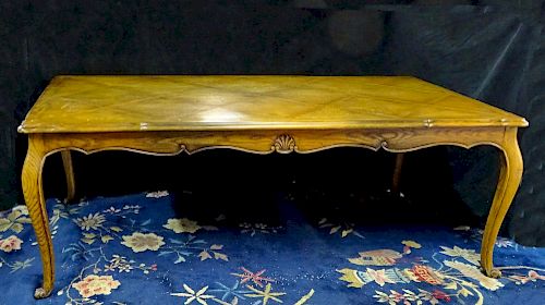 INLAID OAK COUNTRY FRENCH STYLE DINING TABLE
