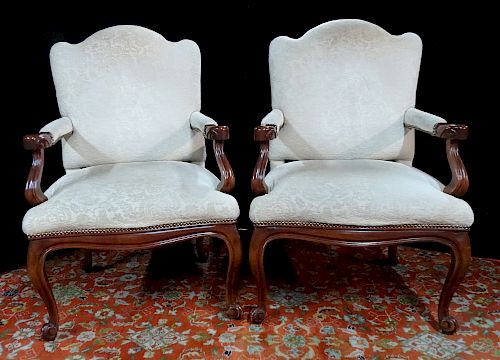 PR. LOUIS XV STYLE UPHOLSTERED FAUTEUILS 
