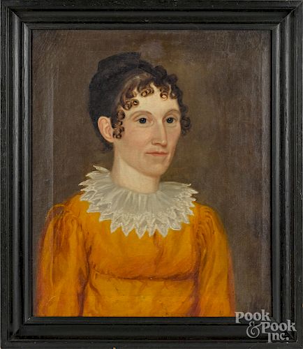 New England oil on canvas folk portrait