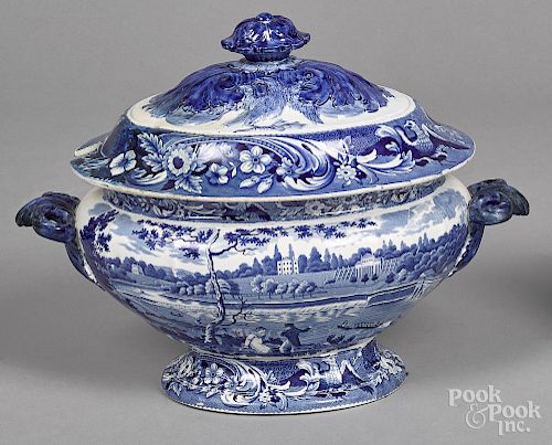 Historical blue Staffordshire soup tureen