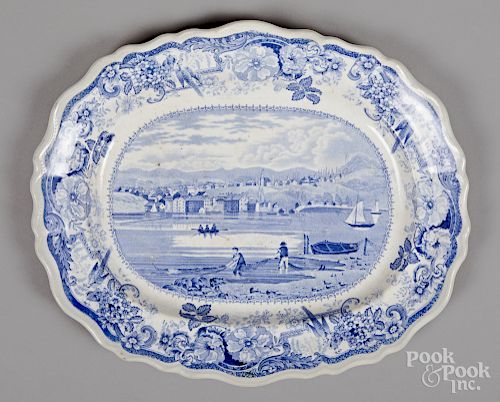 Historical light blue Staffordshire platter
