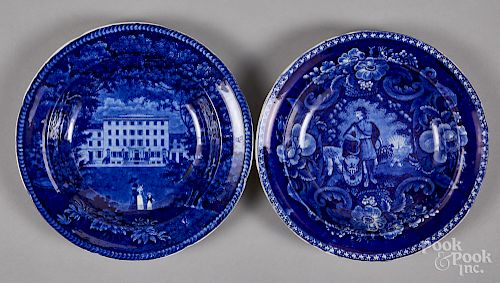 Two Historical blue Staffordshire shallow bowls