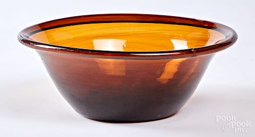 Free blown amber glass bowl