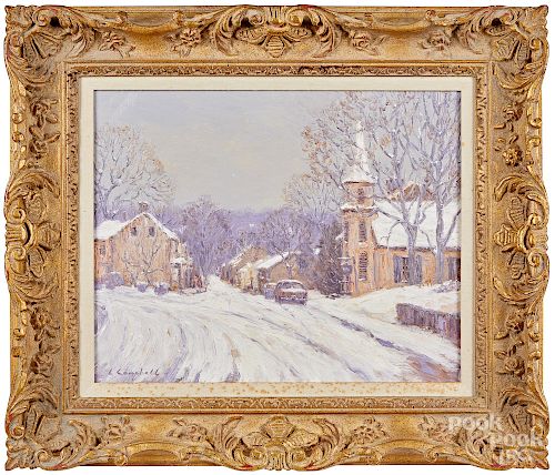 Laurence Campbell, oil on canas winter scene