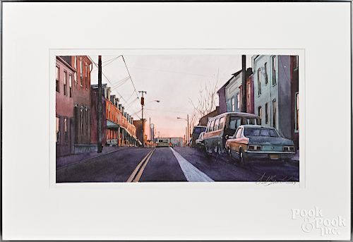 David Brumbach, watercolor Lancaster street scene