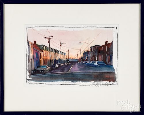 David Brumbach, watercolor Lancaster street scene