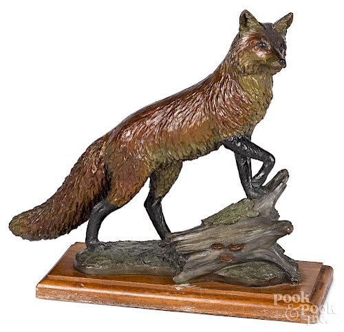 David H. Turner, painted bronze fox