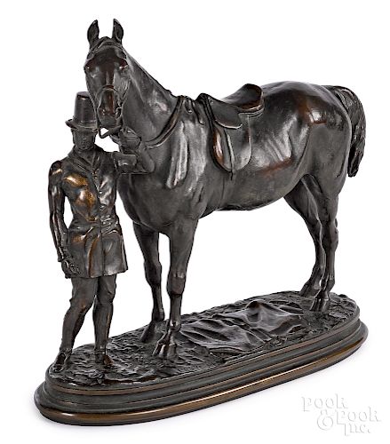 Alfred Barye, bronze horse and handler