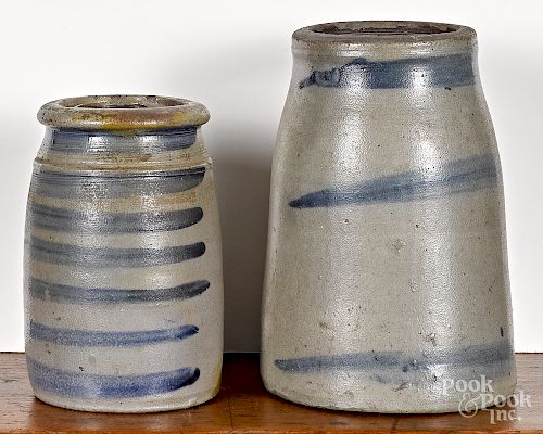Two western Pennsylvania stoneware canning crocks
