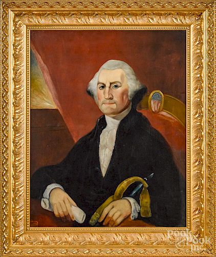 Primitive oil on canvas of George Washington