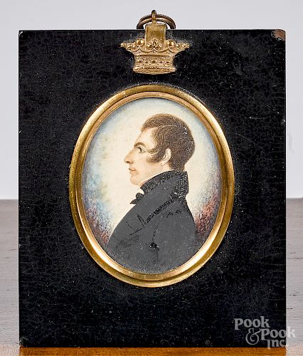John H. Gillespie miniature watercolor portrait