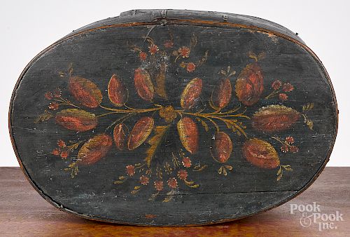 Continental painted bentwood box, dated 1835