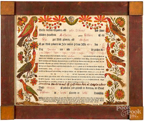 Johann Heinrich Otto fraktur birth certificate