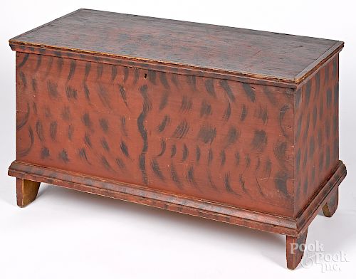 Diminutive New England painted pine blanket chest