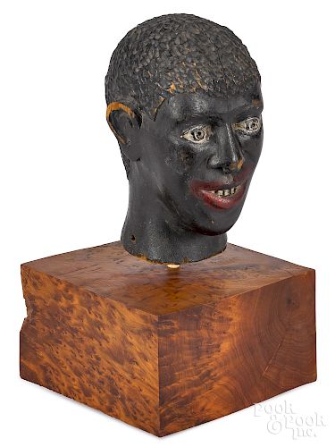 Black Americana carved and painted head of a man