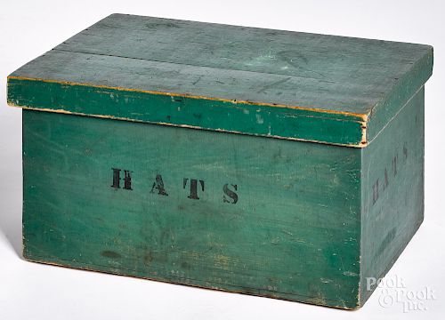 New England green painted Hats box