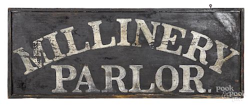 Painted pine Millinery Parlor trade sign