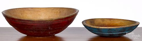 Two turned and painted wood bowls