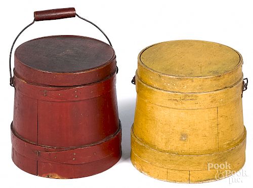 Two small painted firkins