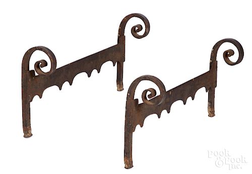 Pair of large wrought iron boot scrapes