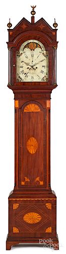 Massachusetts Federal mahogany tall case clock