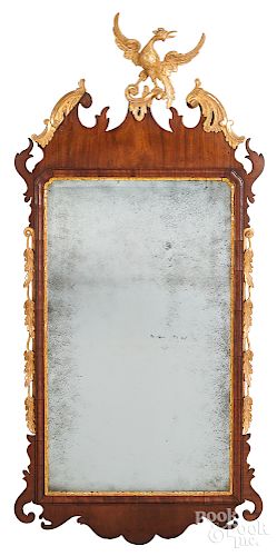 Chippendale mahogany and gilt looking glass
