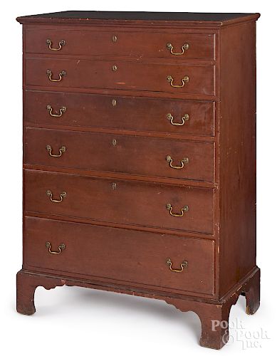 New England painted pine semi-tall chest