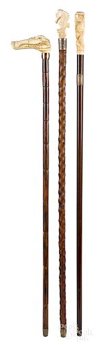 Three Victorian canes