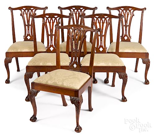 George III carved mahogany dining chairs