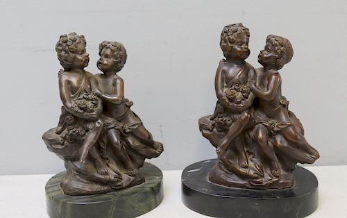 Auguste Moreau  Signed Pair Of Bronze Figural