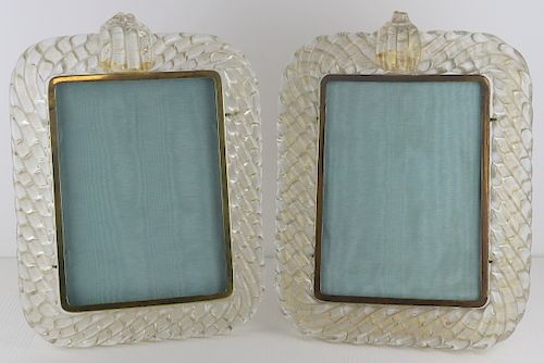 Pair of Murano Glass Easel Back Frames.