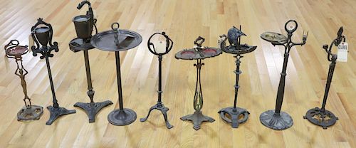 9 Assorted Cast Iron / Metal Standing Ashtrays.