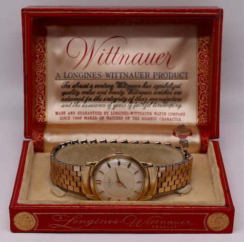 JEWELRY. Men's Vintage Wittnauer 14kt Gold Watch.