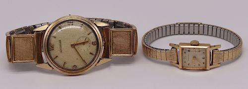 JEWELRY. Men's and Ladies' 14kt Gold Watches.