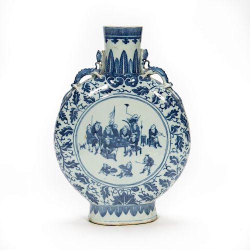 Chinese Blue and White Porcelain Moon Flask