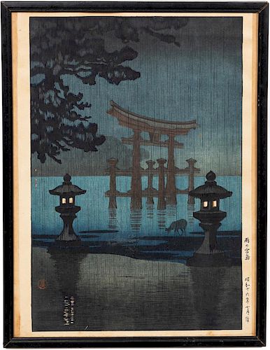 Koitsu Tsuchiya, "Miyajima Torii Gate In The Rain"