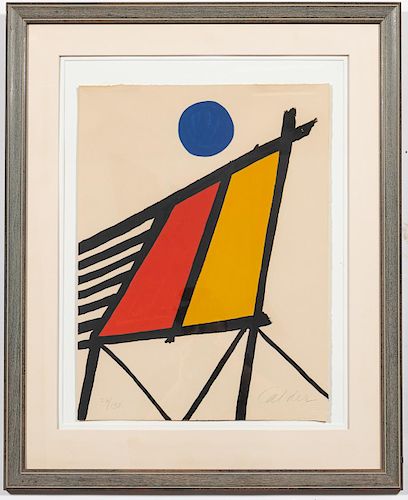 Alexander Calder "Blue Sun" Color Lithograph -1971