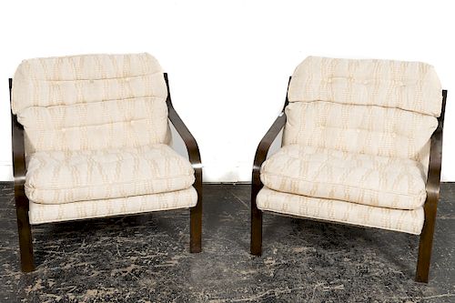 Pair, Erwin Lambeth Bronze Lounge Chairs, 1960s