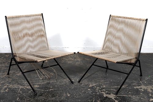 2, Alan Gould String "Bow" Lounge Chairs, C. 1950