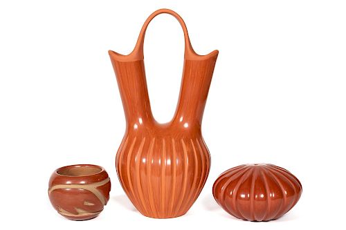 Three Southwestern Pueblo Red Pottery Vessels