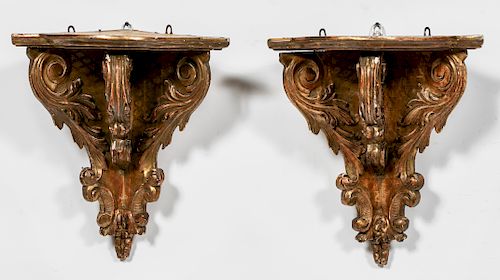 Pair, 19th Century Louis XIV Style Corner Brackets