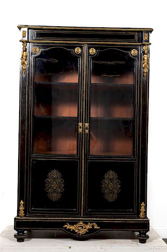 French Napoleon III Style Ebonized Cabinet