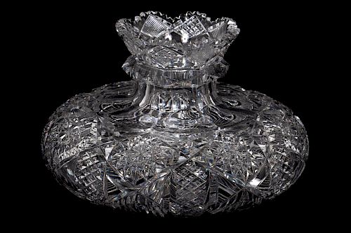 Libbey, "Empress" ABP Cut Glass Bulbous Vase