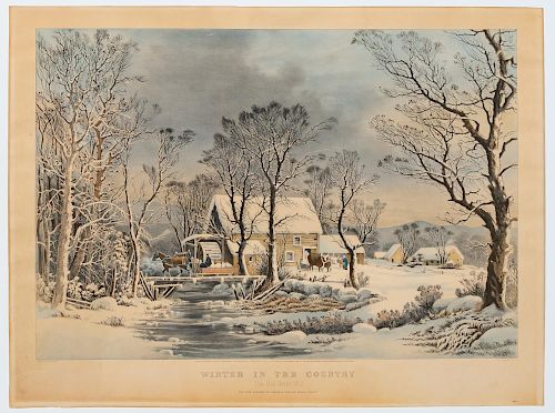 Currier & Ives, "Winter in the Country" Lithograph