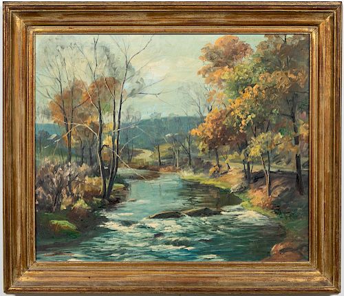 John Berninger "Autumn Riverscape" Oil On Canvas