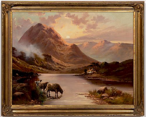 Sir Edwin Landseer "A Highland Loch", Oil Painting